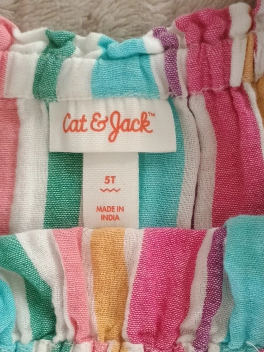Cat & Jack Girls' Multicolor Stripe Sundress - Teal, Pink, Yellow